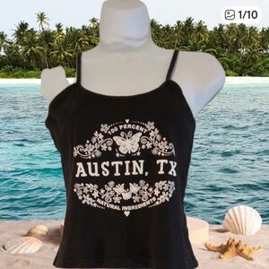 Sherry Resortwear Shirt Womens Medium 6-8 Tank Top Austin Tx Butterflys Flowers